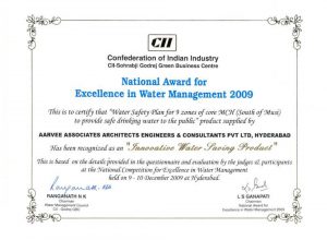National Award for Excellence in Water Management 2009 by Confederation of Indian industry (CII)