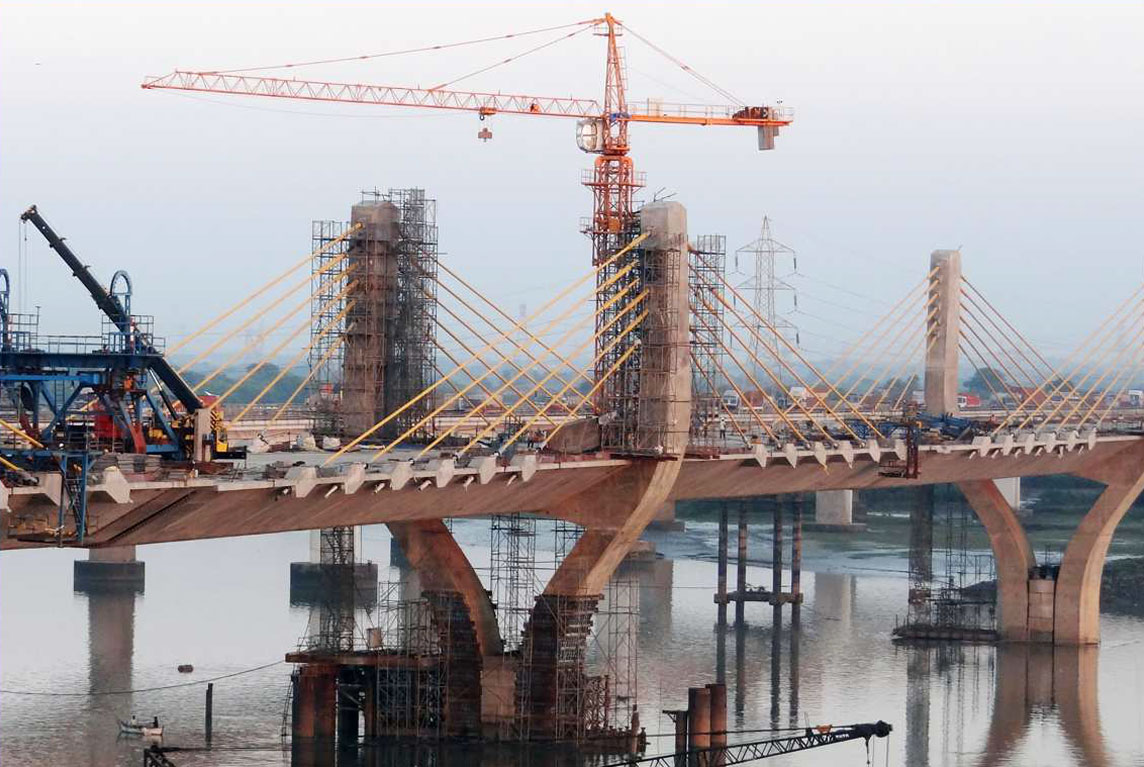 Extra Dosed Bridge Across River Narmada